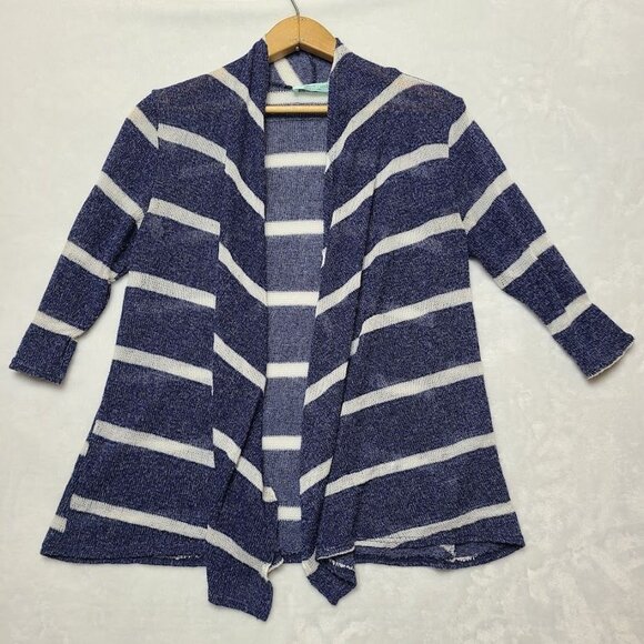 Chris & Carol Womens Striped Open Front Cardigan Sweater Size S Blue & White - Picture 2 of 7